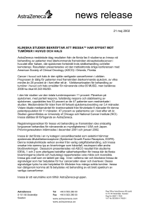 news release 21 maj 2002 KLINISKA STUDIER BEKRÄFTAR ATT