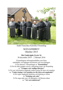 Sankt Franciskus Katolska Församling MÅNADSBREV Oktober
