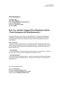Den 12:e oktober släpps Peter Högklints album ”Från Parkgatan till