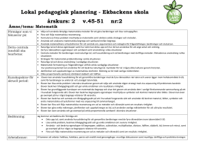 Lokal pedagogisk planering - Ekbackens skola årskurs: 2 v.45