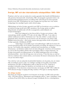 Sverige, IMF och den internationella valutapolitiken 1960–1994