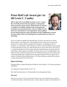 Pressrelease 2009-09-28 - Rolf Lufts Stiftelse för Diabetesforskning
