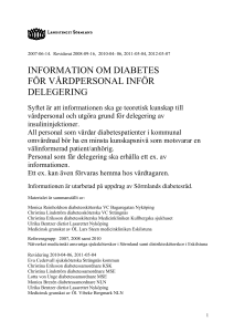 information om diabetes för vårdpersonal inför delegering