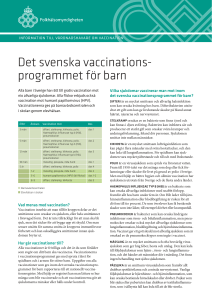 Information till vårdnadshavare om vaccination. Det svenska