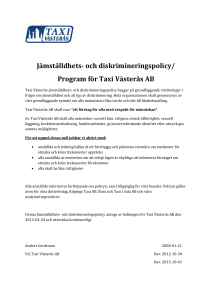 Jämställdhets- och diskrimineringspolicy/ Program för Taxi Västerås