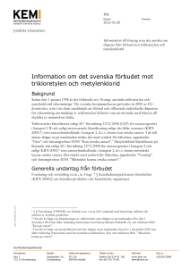 Information om det svenska förbudet mot trikloretylen och