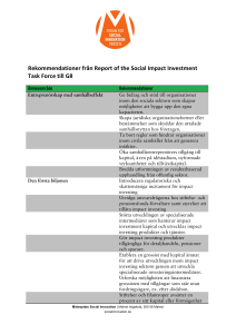 Rekommendationer från Report of the Social Impact Investment