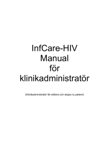 InfCare-HIV Manual för klinikadministratör