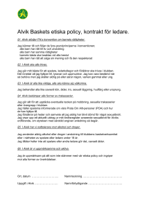Alvik Baskets etiska policy, kontrakt för ledare.