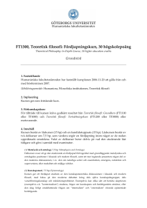 FT1300, Teoretisk filosofi: Fördjupningskurs, 30 högskolepoäng