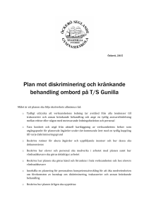 Plan mot diskriminering och kränkande behandling ombord på T/S