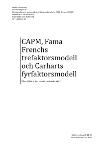 CAPM, Fama Frenchs trefaktorsmodell och Carharts