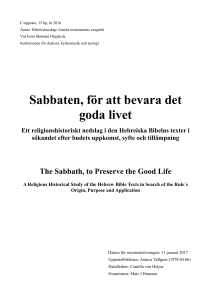 Sabbaten, för att bevara det goda livet