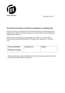 Dnr Mahr 59-2015/ Försättsblad till ansökan om medel för