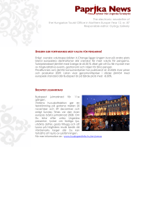 The electronic newsletter of the Hungarian Tourist Office in Northern