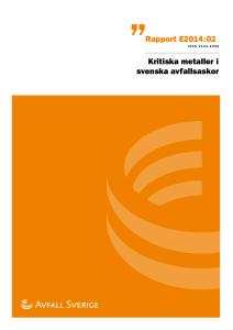 Kritiska metaller i svenska avfallsaskor Rapport