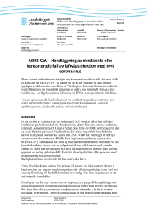 MERS-CoV - Handläggning av misstänkta eller konstaterade fall av