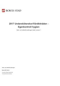 2017 Undersköterskor/Vårdbiträden Egenkontroll hygien