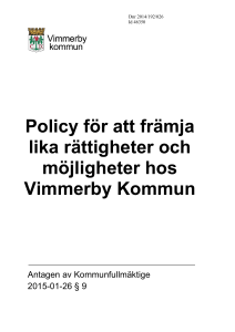 Policy för att främja lika rättigheter och möjligheter hos Vimmerby