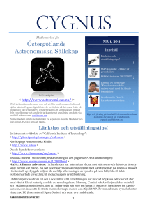 CYGNUS Nr 1 2011 - Östergötlands Astronomiska Sällskap