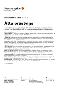 pressmeddelande - Svenska kyrkan