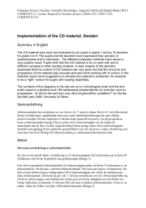 Implementation of the CD material, Sweden