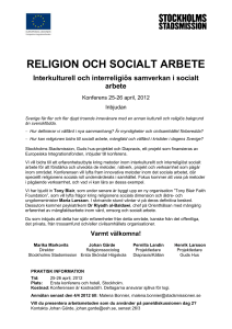 RELIGION OCH SOCIALT ARBETE Interkulturell och interreligiös