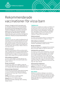 Rekommenderade vaccinationer för vissa barn – Information till