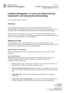 Likabehandlingsplan –en plan mot