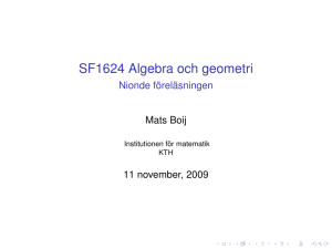 SF1624 Algebra och geometri - Nionde - Matematik