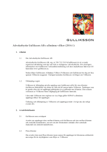 Advokatbyrån Gulliksson AB:s allmänna villkor (2016:1)