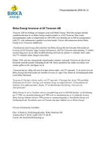 Birka Energi levererar el till Teracom AB