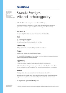 Skanska Sveriges Alkohol- och drogpolicy inkl handlingsplan