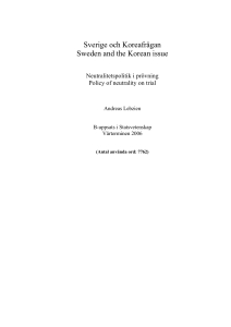 Sverige och Korea - Neutralitetspolitik i prövning