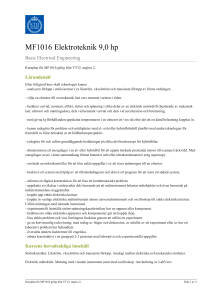 KTH | MF1016 Elektroteknik 9,0 hp