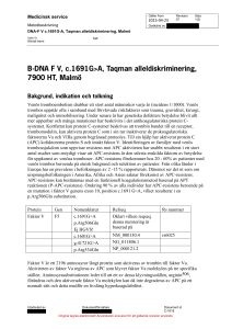 B-DNA FV, c.1691G>A, Taqman alleldiskriminering
