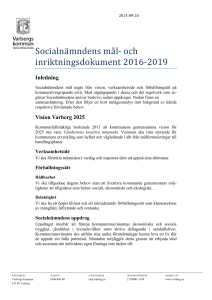 Socialnämndens mål- och inriktningsdokument 2016-2019