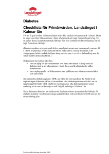 Diabetes, checklista för PV i Landstinget i Kalmar Län