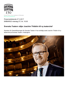 Svenska Teatern väljer Joachim Thibblin till ny teaterchef