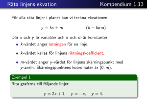 Räta linjens ekvation Kompendium 1.13