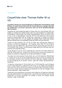 CarpetVista utser Thomas Keifer till ny VD