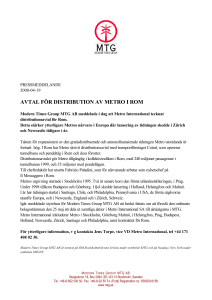 avtal för distribution av metro i rom