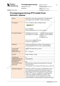 Provtagningsanvisning iPTH (intakt Parat Hormon) i plasma