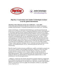 Digi-Key Corporation och Amulet Technologies tecknar avtal för