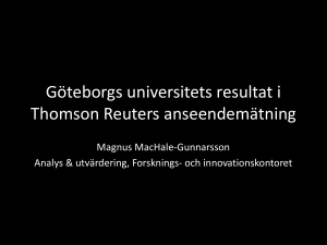 Göteborgs universitets resultat i Thomson Reuters anseendemätning