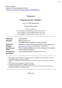 Tentamen i Programmering i språket C