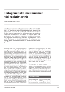 Patogenetiska mekanismer vid reaktiv artrit