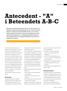 Antecedent - ”A” i Beteendets ABC