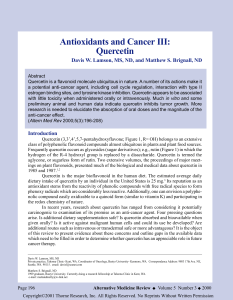 Antioxidants and Cancer III: Quercetin