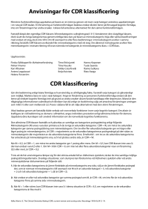 Anvisningar för CDR klassificering CDR klassificering